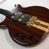luthiers guitares et basses : Pierre Martines  - Basse Fretless 4 cordes gaucher